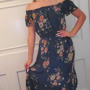 Floral Off the Shoulder Midi Dress